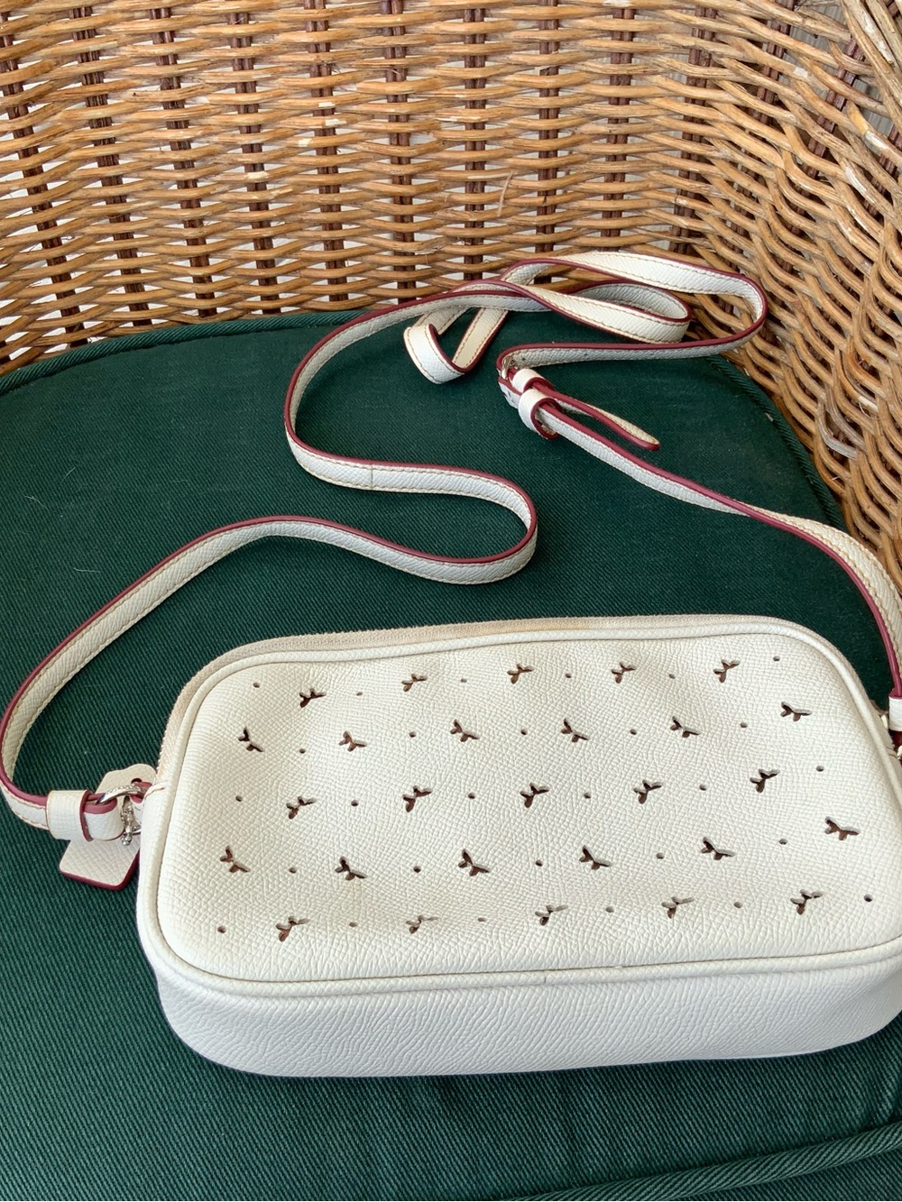 Coach White Perforated Leather Crossbody with Contrast Trim - Picture 2 of 4